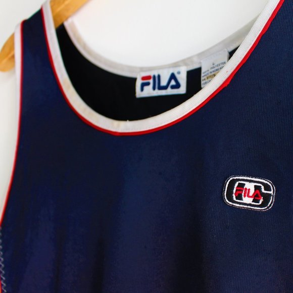 Vintage 80's Fila Blue & Red Basketball Tank Top - Picture 3 of 6